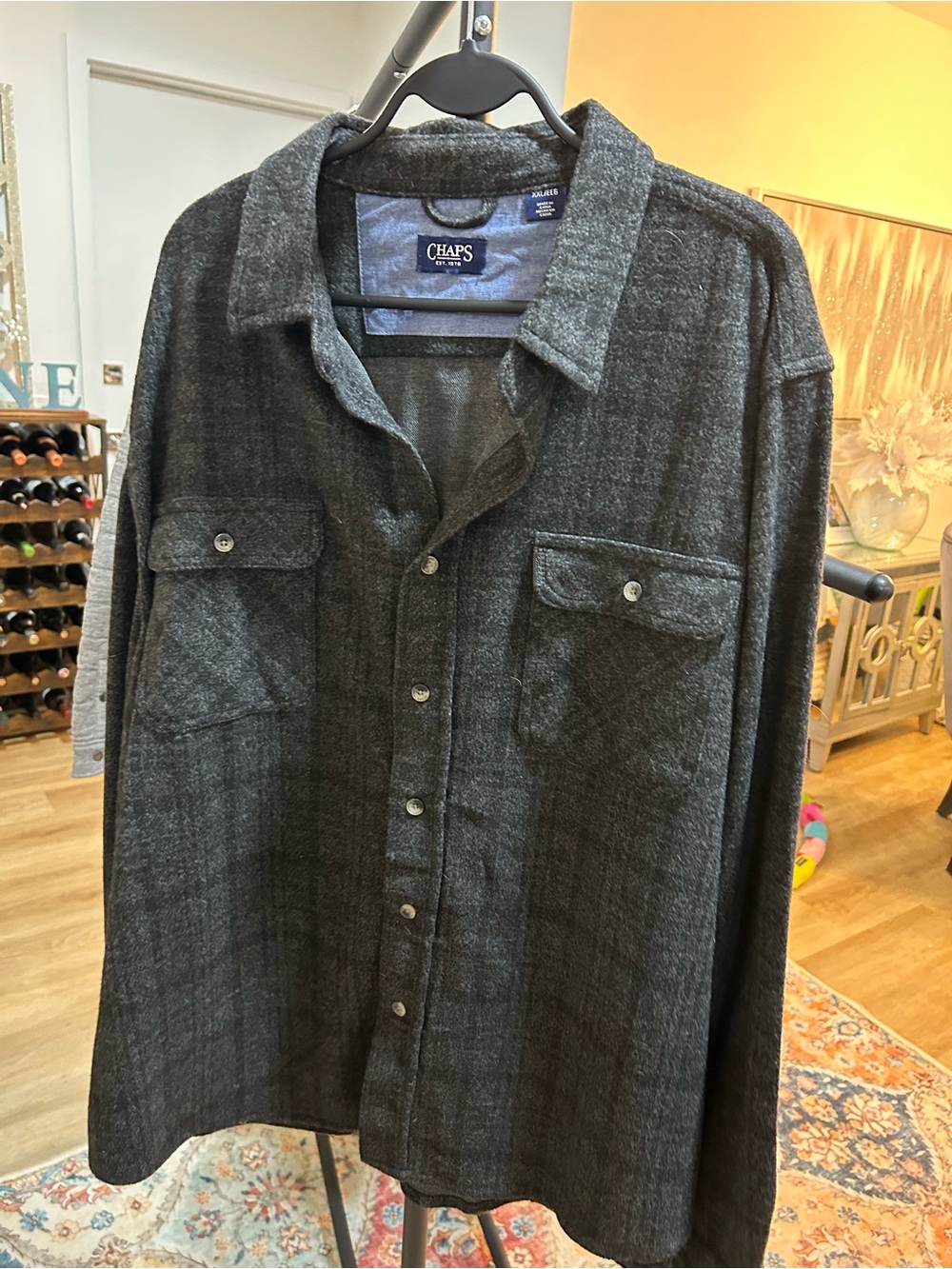 Chaps Men's Charcoal Gray Button-Down Shirt Jacket